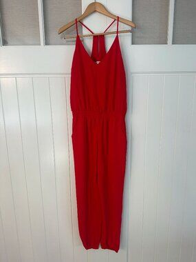 Amanda Uprichard Red Halter Jumpsuit Size M